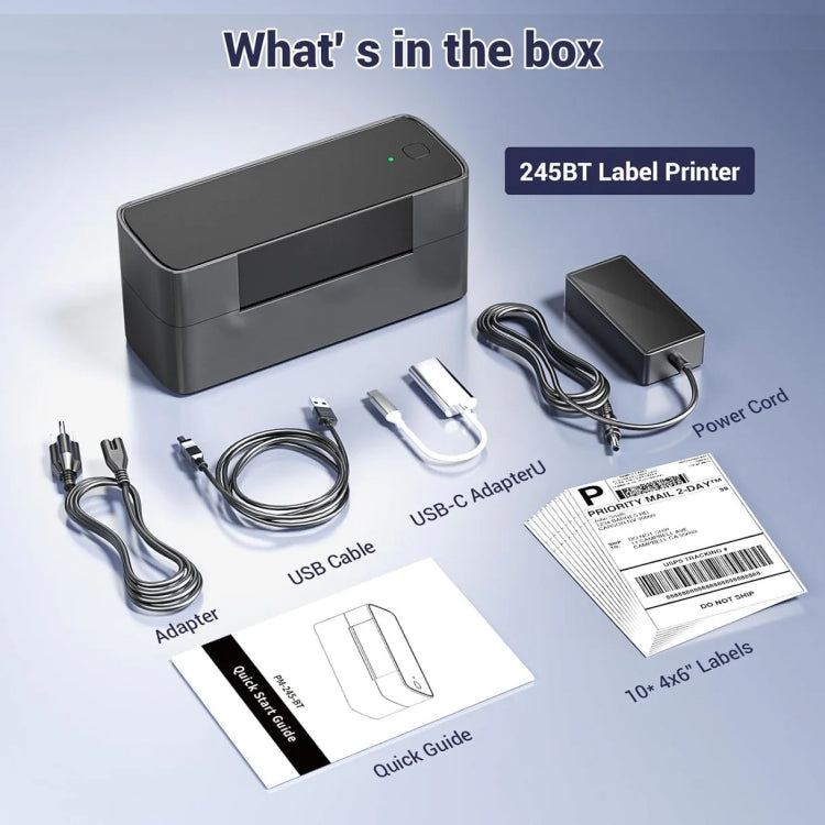 Phomemo PM245-BT Bluetooth Shipping Label Printer Support Labels Width  1- 4.6 Inch(US Plug)