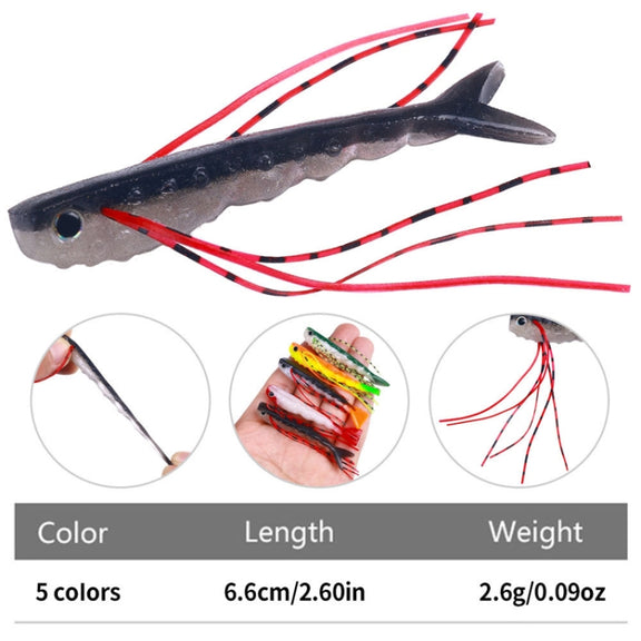 6.6cm 5pcs /Pack HENGJIA SO175 Two Color Split Fork Soft Bait Freshwater Fishing Salmon Lures(Color 1)