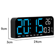 LED Screen Digital Display Desktop Alarm Clock Multifunctional Decoration Wall Clock(Green)