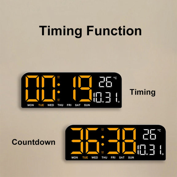 LED Screen Digital Display Desktop Alarm Clock Multifunctional Decoration Wall Clock(Green)