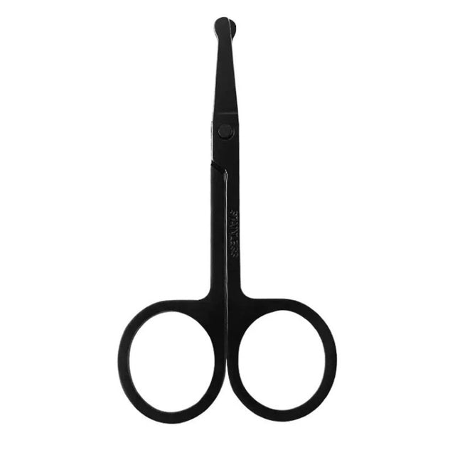 Men Nose Hair Scissor Round Tip Nose Hair Trimmer Manual Trimming Scissor, Color: Deep Black