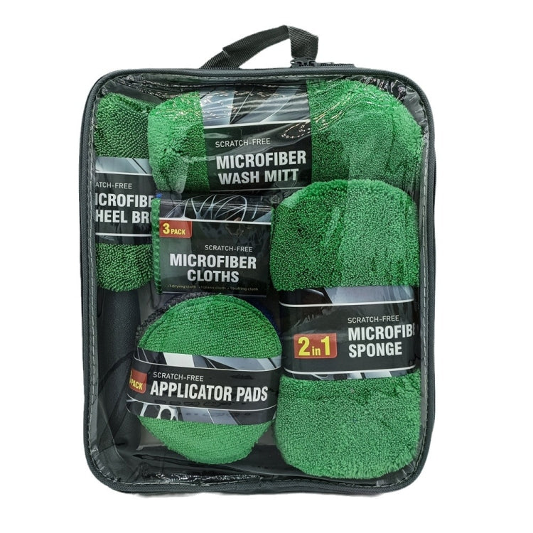 9pcs /Set Car Detailing Gloves Rags Waxing Cleaning Set(Green) - Car washing supplies by PMC TechLife | Online Shopping South Africa | PMC TechLife | Buy Now Pay Later Mobicred