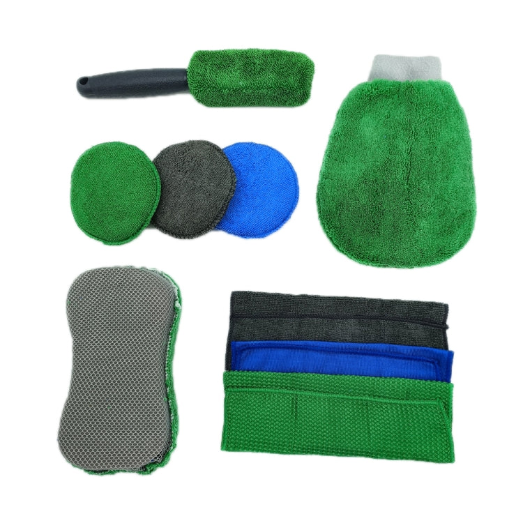 9pcs /Set Car Detailing Gloves Rags Waxing Cleaning Set(Green) - Car washing supplies by PMC TechLife | Online Shopping South Africa | PMC TechLife | Buy Now Pay Later Mobicred
