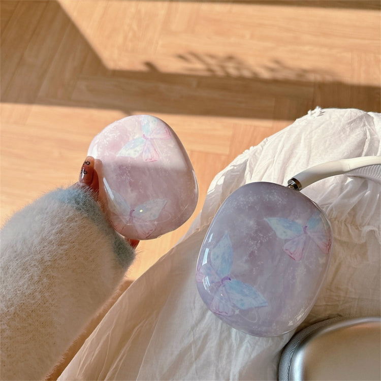 For AirPods Max 1Pair Marble Textured Butterfly Pattern Headphone Silicone Case(Light Purple) - free shipping - PMC Jewellery - Order now!