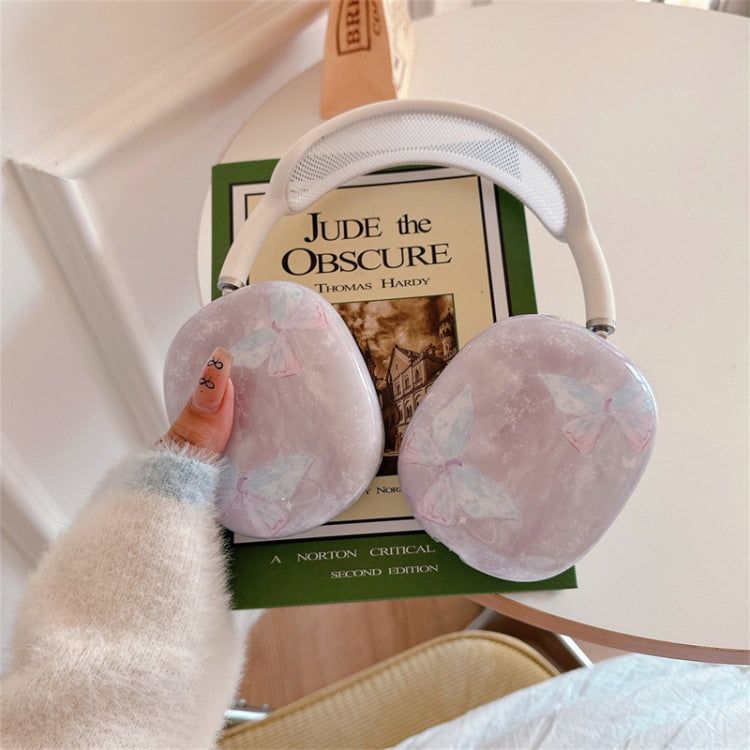 For AirPods Max 1Pair Marble Textured Butterfly Pattern Headphone Silicone Case(Light Purple) - free shipping - PMC Jewellery - Order now!