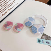 For AirPods Max 1Pair Tropical Leaf Pattern Headphone Silicone Case(Color)