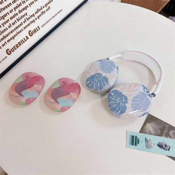 For AirPods Max 1Pair Tropical Leaf Pattern Headphone Silicone Case(Color)