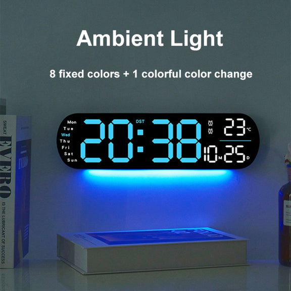 Remote Control Digital Display Atmosphere Light Wall Clock Living Room Decoration Clock, Color: Dark Pink