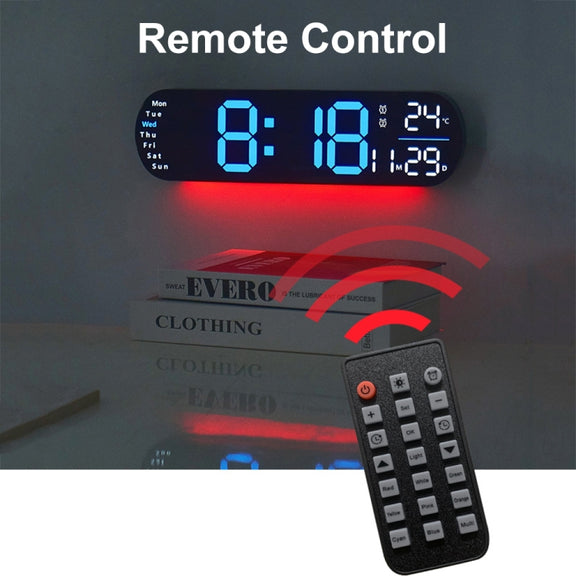 Remote Control Digital Display Atmosphere Light Wall Clock Living Room Decoration Clock, Color: Green