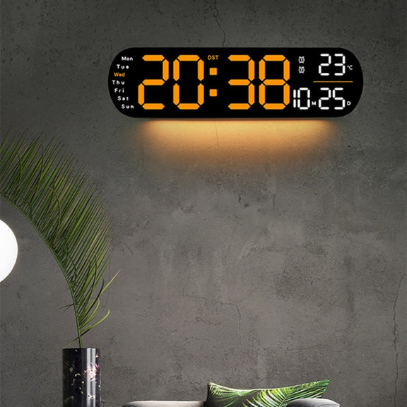Remote Control Digital Display Atmosphere Light Wall Clock Living Room Decoration Clock, Color: Green
