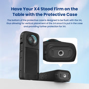 For Insta360 X4 AMagisn Silicone Protective Cover Body Case + Lens Cover Gray