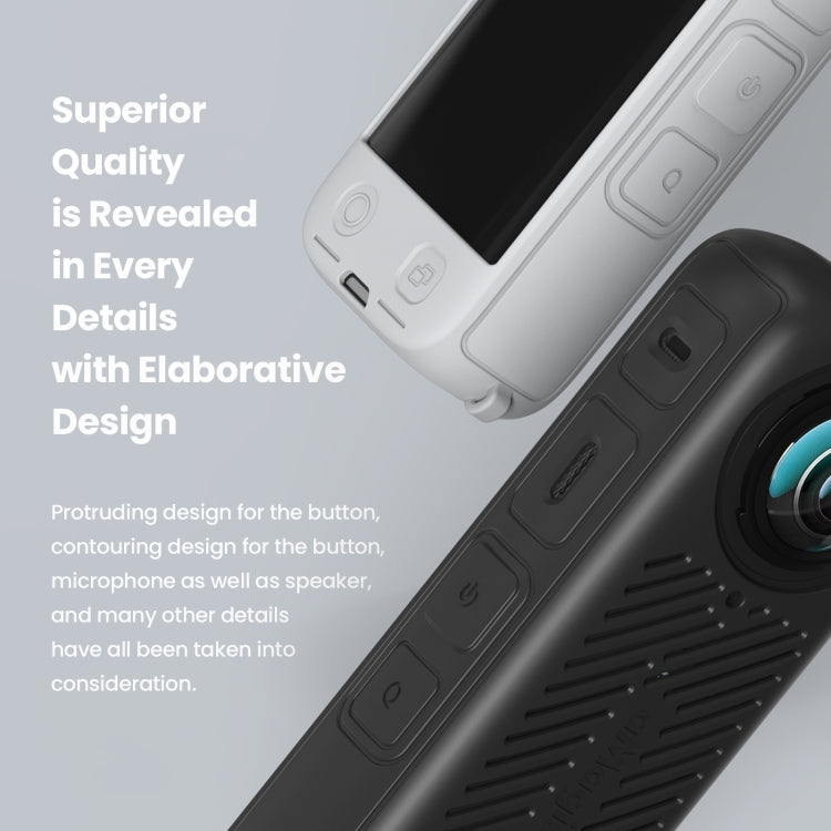 For Insta360 X4 AMagisn Silicone Protective Cover Body Case + Lens Cover Gray