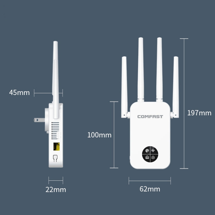 COMFAST 762AC 1200Mbps WiFi Signal Booster Dual Band WiFi Repeater with OLED Display Screen - free shipping - PMC Jewellery - Order now!
