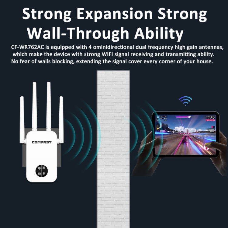 COMFAST 762AC 1200Mbps WiFi Signal Booster Dual Band WiFi Repeater with OLED Display Screen - free shipping - PMC Jewellery - Order now!