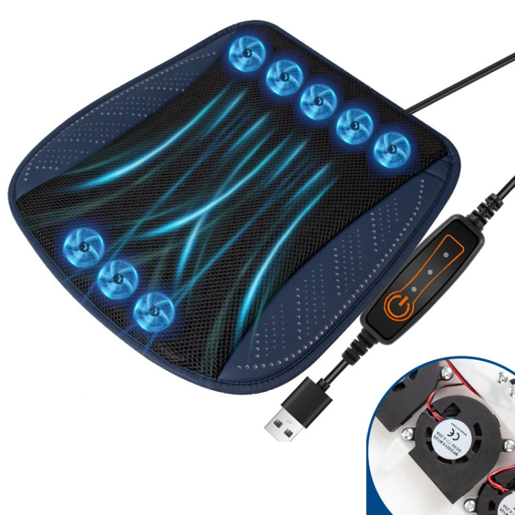 Car USB Summer Cool Ventilated Breathable Seat Cushion(Navy 8 Sets Fan) - Seat Accessories by PMC TechLife | Online Shopping South Africa | PMC TechLife | Buy Now Pay Later Mobicred