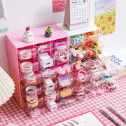Transparent Desktop Small Objects Compartment Drawer Organizer Hair Accessories Storage Case, Color: 6 Grids Rose