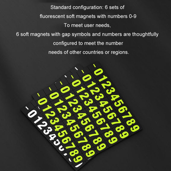 Hidden Luminous Temporary Parking Sign With Car Number, Color: Pure Black
