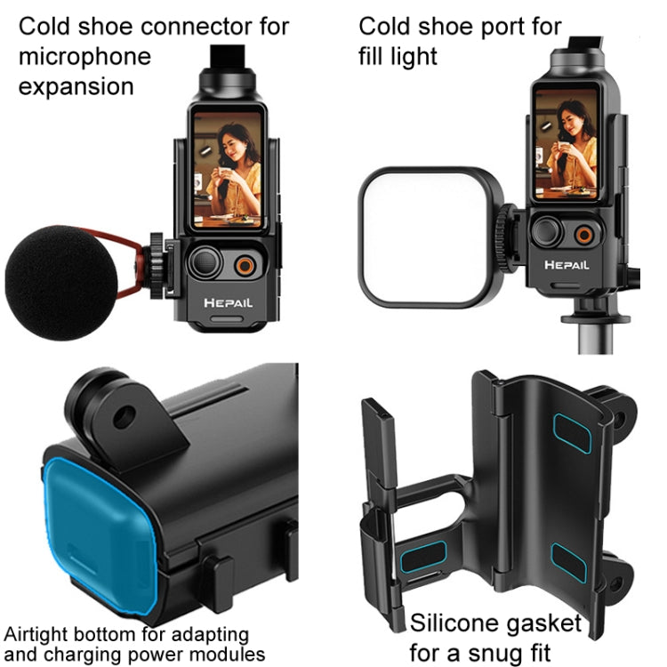 For DJI Osmo Pocket 3 HEPAIL Extended Adapter Protective Bezel Extension Handle Cold Shoe Adapter Bracket - free shipping - PMC Jewellery - Order now!