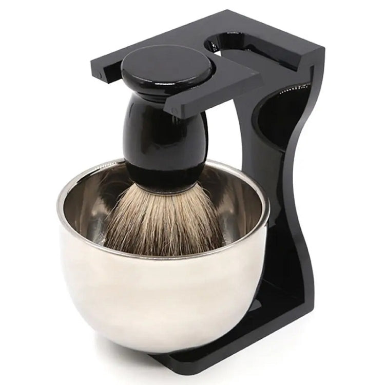 3pcs /Set Men Foam Manual Wooden Handle Beard Brush Set, Color: Badger Hair Black - Manual Razor by PMC TechLife | Online Shopping South Africa | PMC TechLife | Buy Now Pay Later Mobicred