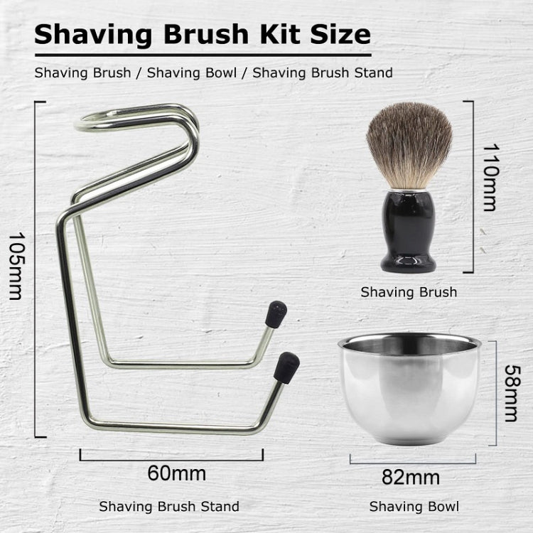 3pcs /Set Men Foam Manual Wooden Handle Beard Brush Set, Color: Nylon Wool Silver - Shavers & Accessories by PMC TechLife | Online Shopping South Africa | PMC TechLife | Buy Now Pay Later Mobicred