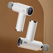 LCD Variable Frequency Silent Fascia Gun High Frequency Vibration Muscle Relaxation Massager(White)