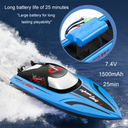 812 High-Speed RC Boat Large Horsepower Speedboat Long Endurance Water-resistant Boys Water Toy Dual Batteries(Orange)