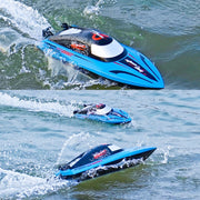 812 High-Speed RC Boat Large Horsepower Speedboat Long Endurance Water-resistant Boys Water Toy Dual Batteries(Orange)