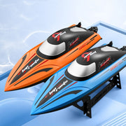 812 High-Speed RC Boat Large Horsepower Speedboat Long Endurance Water-resistant Boys Water Toy Dual Batteries(Orange)