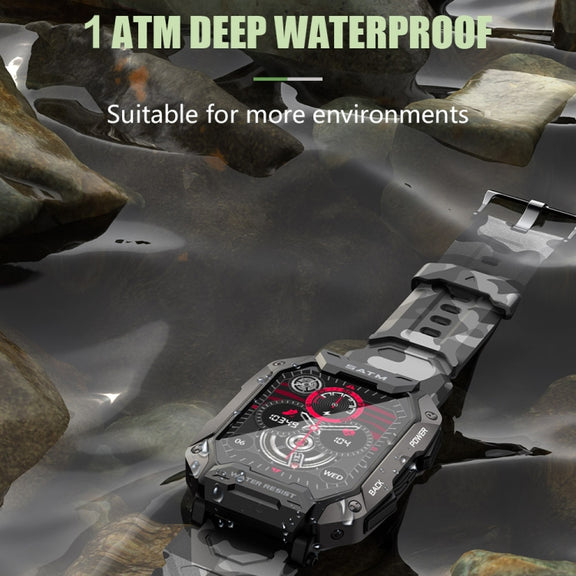 C20Plus 1.81-inch Wellness Tracking Water-resistant Bluetooth Call Smart Watch, Color: Camouflage Green