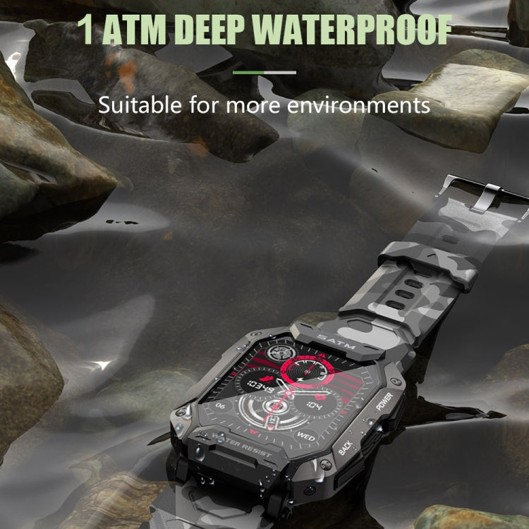 C20Plus 1.81-inch Wellness Tracking Water-resistant Bluetooth Call Smart Watch, Color: Camouflage Green