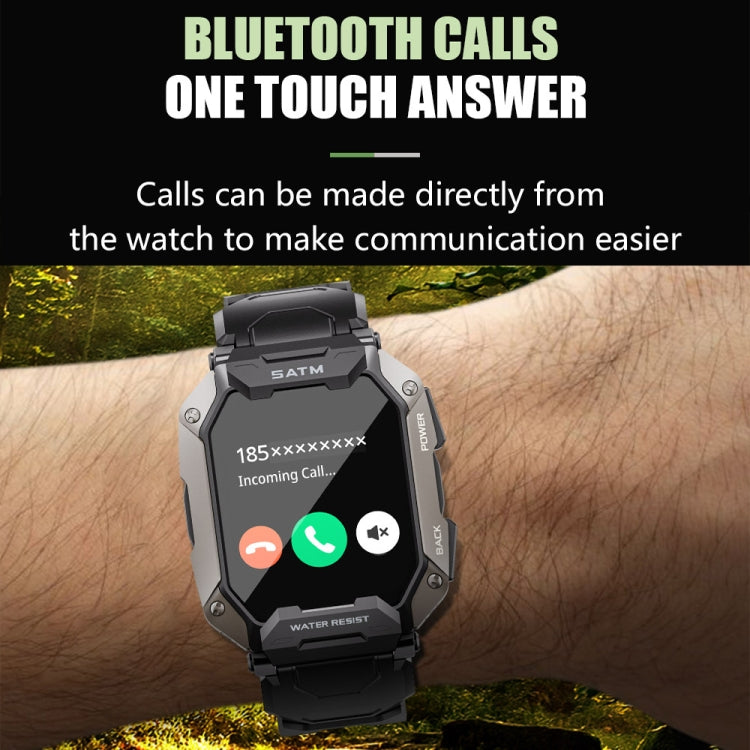 C20Plus 1.81-inch Wellness Tracking Water-resistant Bluetooth Call Smart Watch, Color: Camouflage Green