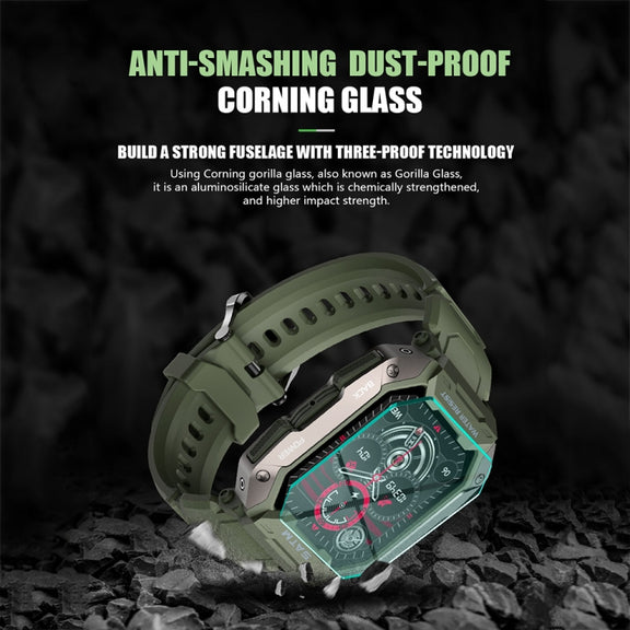 C20Plus 1.81-inch Wellness Tracking Water-resistant Bluetooth Call Smart Watch, Color: Camouflage Green
