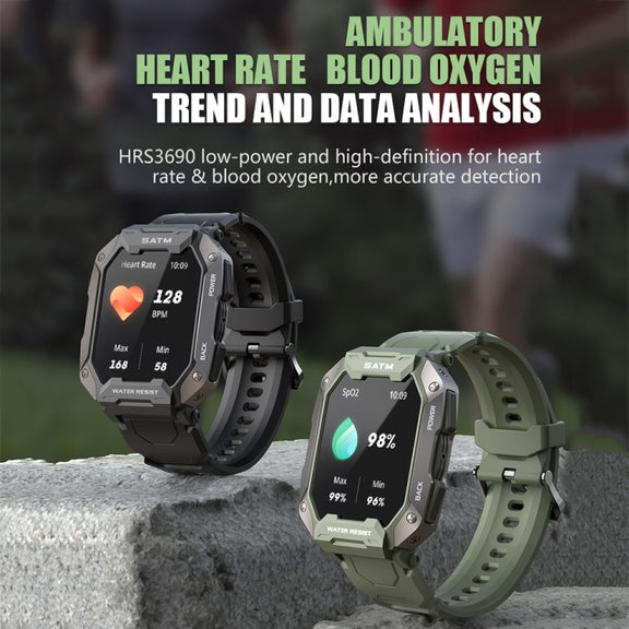 C20Plus 1.81-inch Wellness Tracking Water-resistant Bluetooth Call Smart Watch, Color: Camouflage Green