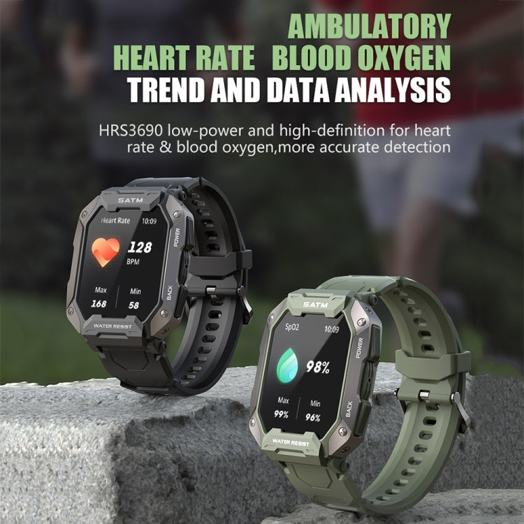C20Plus 1.81-inch Wellness Tracking Water-resistant Bluetooth Call Smart Watch, Color: Camouflage Green