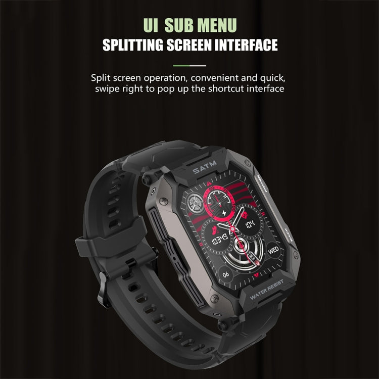 C20Plus 1.81-inch Wellness Tracking Water-resistant Bluetooth Call Smart Watch, Color: Camouflage Green