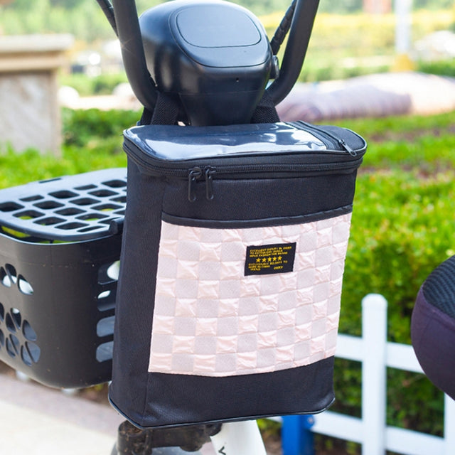 Electric Bike Riding Hanging Bag Large Capacity Water-resistant Bicycle Front Hanging Bag(Pink)