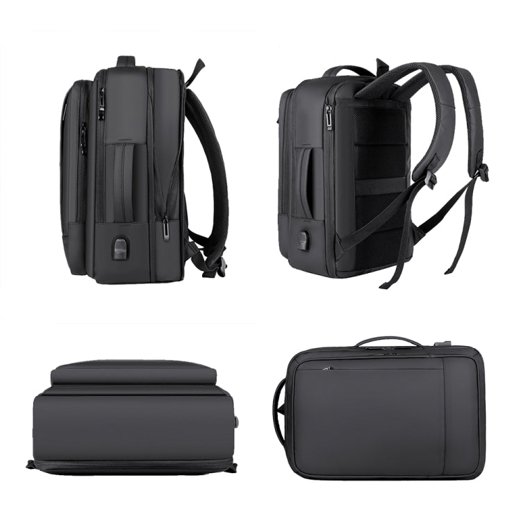 Expandable Business Waterproof Laptop Backpack With USB Port(Black) - Backpack by PMC Jewellery | Online Shopping South Africa | PMC Jewellery | Buy Now Pay Later Mobicred