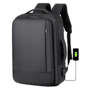 Expandable Business Water-resistant Laptop Backpack With USB Port(Black)