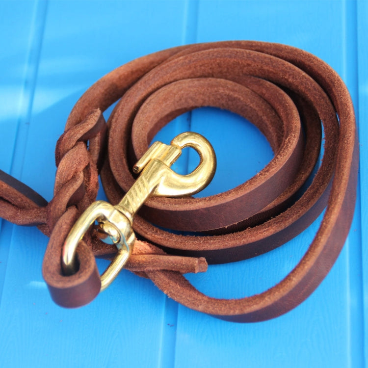 1.2 x 250cm Pet Outing Cowhide Towing Leash Dog Training Harness(Bronze Hook)