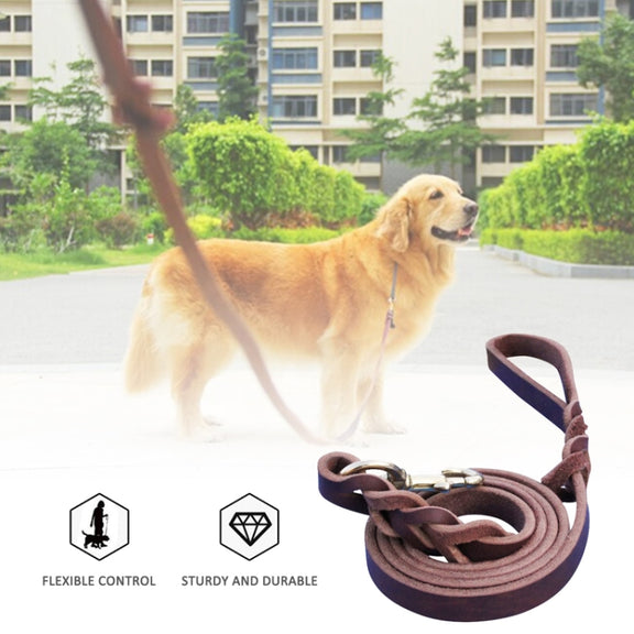 1.2 x 300cm Pet Outing Cowhide Towing Leash Dog Training Harness(Iron Hook)