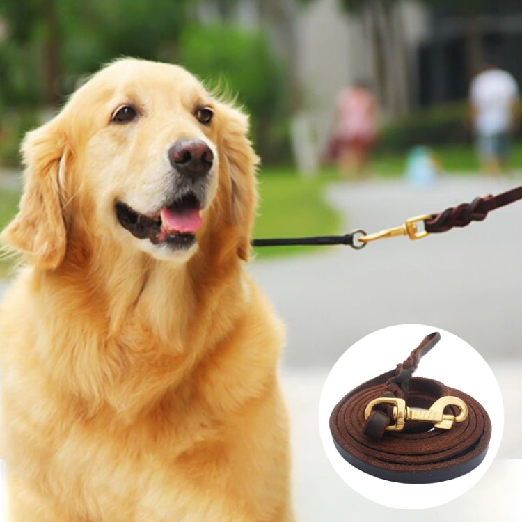 1.2 x 300cm Pet Outing Cowhide Towing Leash Dog Training Harness(Iron Hook)