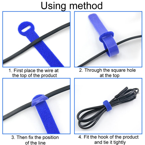 20pcs Data Cable Storage And Management Strap T-Shape Nylon Binding Tie, Model: Blue 10 x 100mm