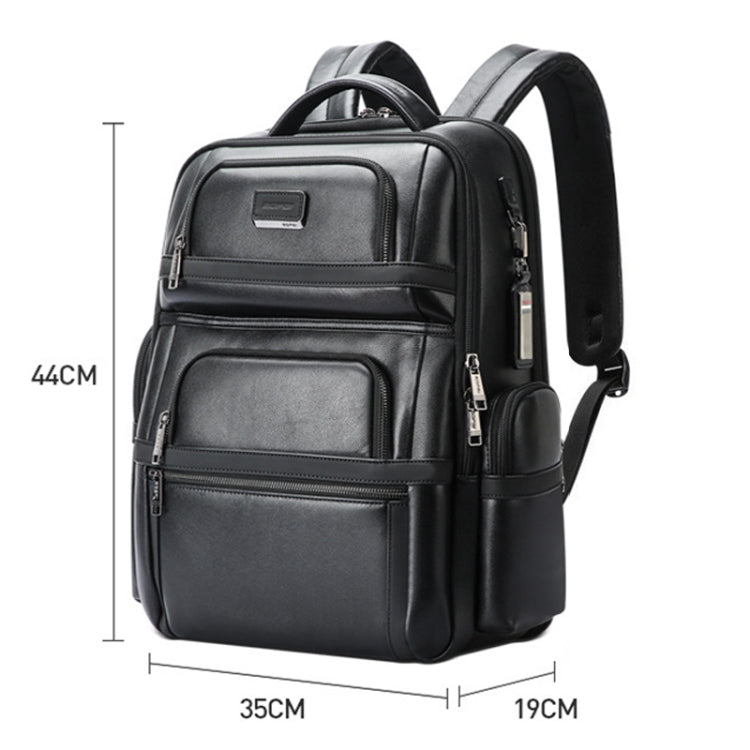 Bopai 61-17311 Large-capacity First-layer Cowhide Laptop Backpack With USB+Type-C Port(Plain) - free shipping - PMC Jewellery - Order now!