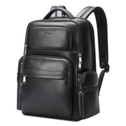 Bopai 61-98611 Large-capacity Water-resistant First-layer Cowhide Laptop Backpack With USB+Type-C Port(Black)
