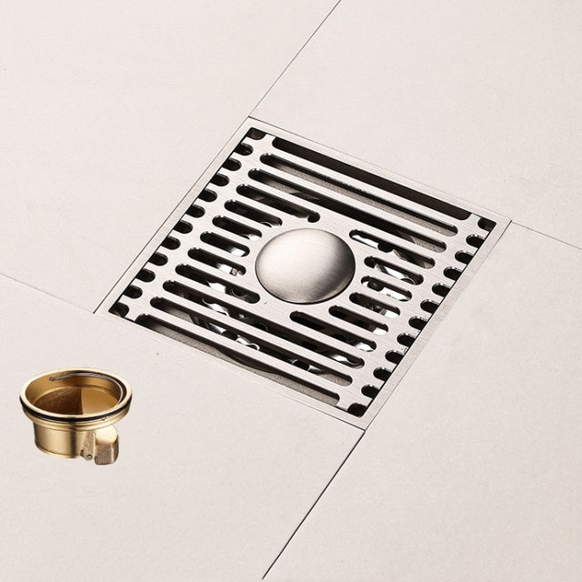 All Copper Brushed Anti-Odor Floor Drain Gravity Copper Core Bathroom Floor Drain, Specification: Square Fine Sculpture Dual Use