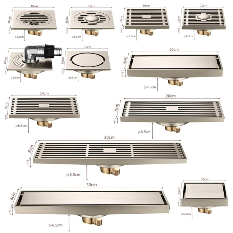 All Copper Brushed Anti-Odor Floor Drain Gravity Copper Core Bathroom Floor Drain, Specification: 8x20cm Long Medium Drain - Drain Strainers by PMc TechLife | Online Shopping South Africa | PMc TechLife | Buy Now Pay Later Mobicred