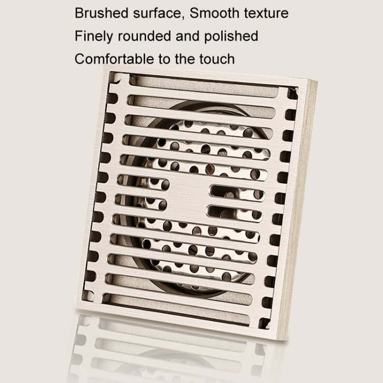 All Copper Brushed Anti-Odor Floor Drain Gravity Copper Core Bathroom Floor Drain, Specification: Square Invisible