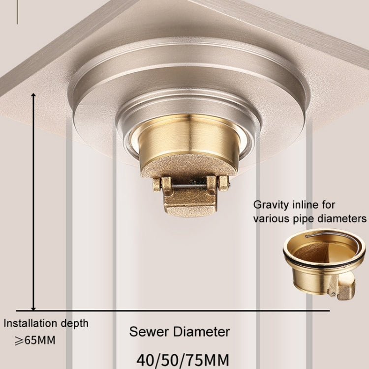 All Copper Brushed Anti-Odor Floor Drain Gravity Copper Core Bathroom Floor Drain, Specification: Square Fine Sculpture Single Use - Drain Strainers by PMc TechLife | Online Shopping South Africa | PMc TechLife | Buy Now Pay Later Mobicred