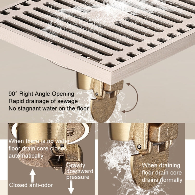 All Copper Brushed Anti-Odor Floor Drain Gravity Copper Core Bathroom Floor Drain, Specification: 8x20cm Long Medium Drain - Drain Strainers by PMc TechLife | Online Shopping South Africa | PMc TechLife | Buy Now Pay Later Mobicred