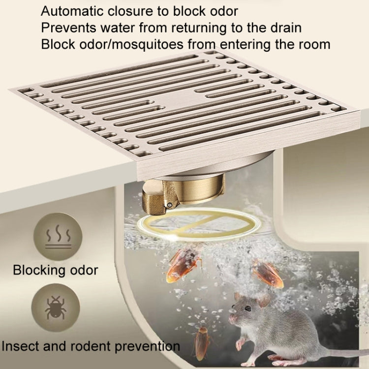 All Copper Brushed Anti-Odor Floor Drain Gravity Copper Core Bathroom Floor Drain, Specification: 8x20cm Long Medium Drain - Drain Strainers by PMc TechLife | Online Shopping South Africa | PMc TechLife | Buy Now Pay Later Mobicred